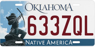 OK license plate 633ZQL