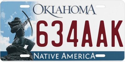 OK license plate 634AAK