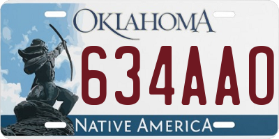 OK license plate 634AAO