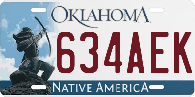 OK license plate 634AEK