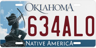 OK license plate 634ALO