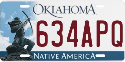 OK license plate 634APQ