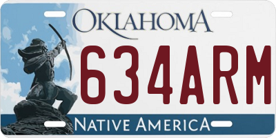 OK license plate 634ARM
