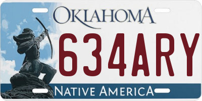 OK license plate 634ARY