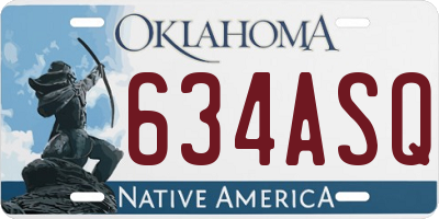 OK license plate 634ASQ