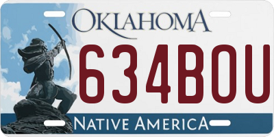 OK license plate 634BOU