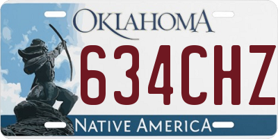 OK license plate 634CHZ