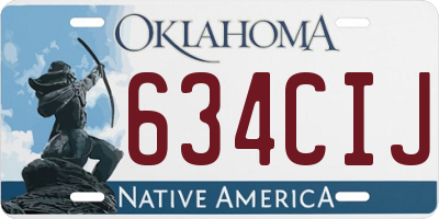 OK license plate 634CIJ
