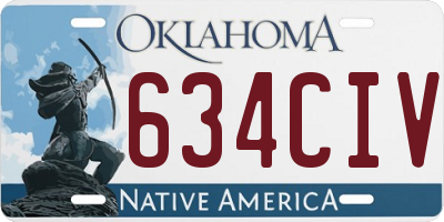 OK license plate 634CIV