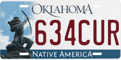 OK license plate 634CUR