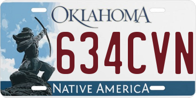 OK license plate 634CVN