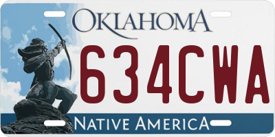 OK license plate 634CWA
