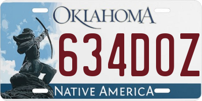 OK license plate 634DOZ