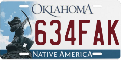 OK license plate 634FAK