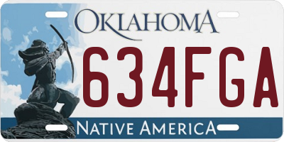 OK license plate 634FGA