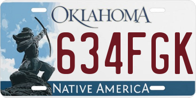 OK license plate 634FGK