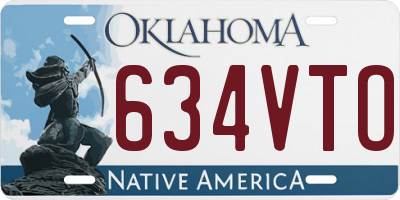 OK license plate 634VTO