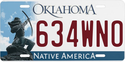 OK license plate 634WNO