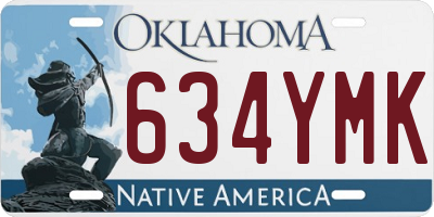 OK license plate 634YMK
