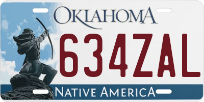 OK license plate 634ZAL