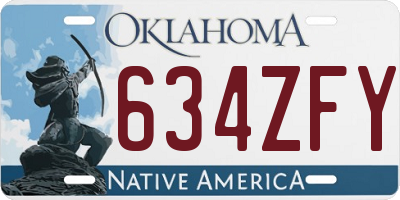 OK license plate 634ZFY