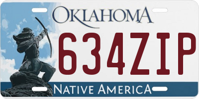 OK license plate 634ZIP
