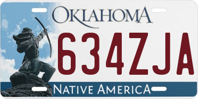 OK license plate 634ZJA