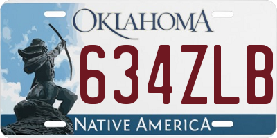 OK license plate 634ZLB