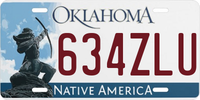 OK license plate 634ZLU