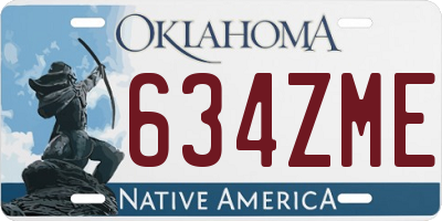 OK license plate 634ZME