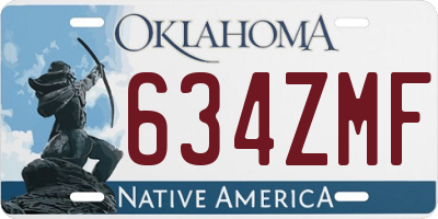 OK license plate 634ZMF