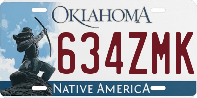 OK license plate 634ZMK