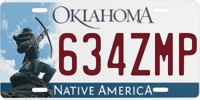 OK license plate 634ZMP