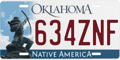 OK license plate 634ZNF