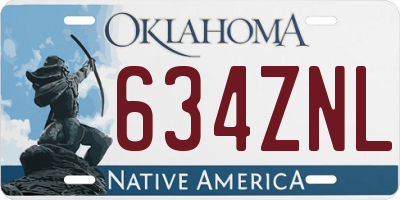 OK license plate 634ZNL