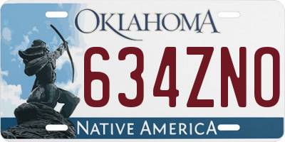 OK license plate 634ZNO