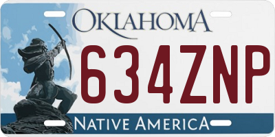 OK license plate 634ZNP
