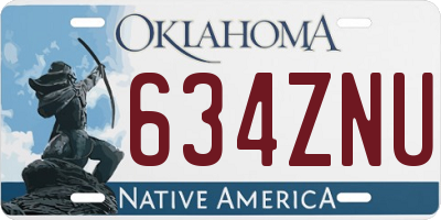 OK license plate 634ZNU