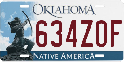 OK license plate 634ZOF