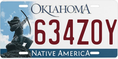OK license plate 634ZOY