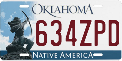 OK license plate 634ZPD