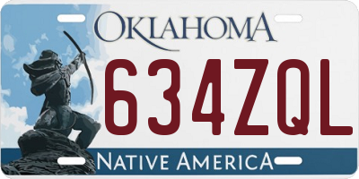 OK license plate 634ZQL
