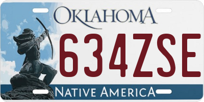 OK license plate 634ZSE