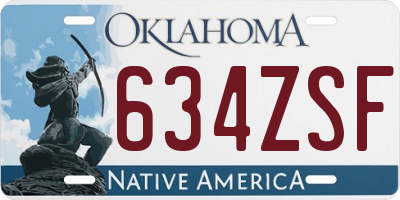 OK license plate 634ZSF