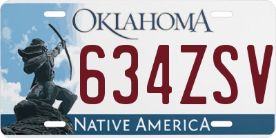 OK license plate 634ZSV