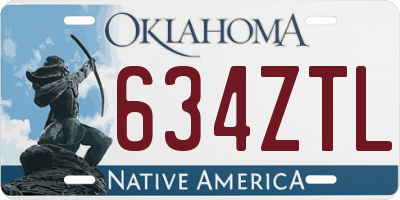 OK license plate 634ZTL