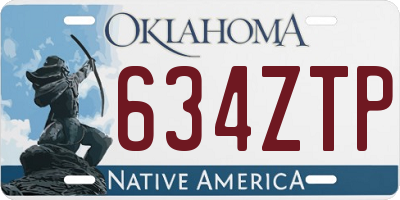OK license plate 634ZTP