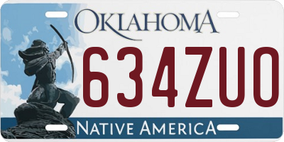 OK license plate 634ZUO