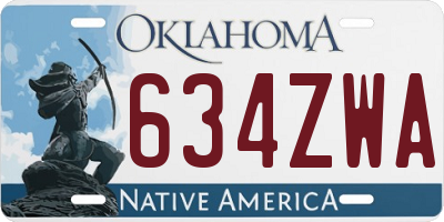 OK license plate 634ZWA