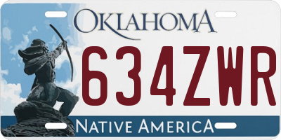 OK license plate 634ZWR